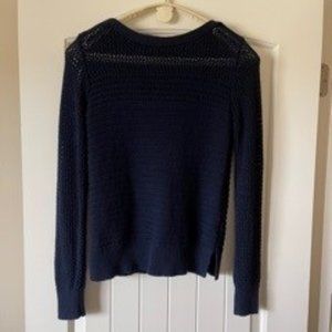 Tahari Navy Blue 100% Cotton Long Sleeve Sweater - Small EUC